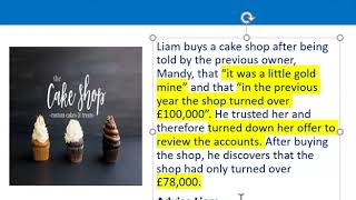 How to apply misrepresentation Liam cupcake scenario [upl. by Louth]