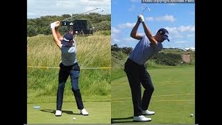 Justin Thomas golf swing  Long Iron faceon amp downtheline July 2017 [upl. by Leeland]