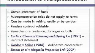 Misrepresentation Lecture 1 of 4 [upl. by Erehpotsirhc]